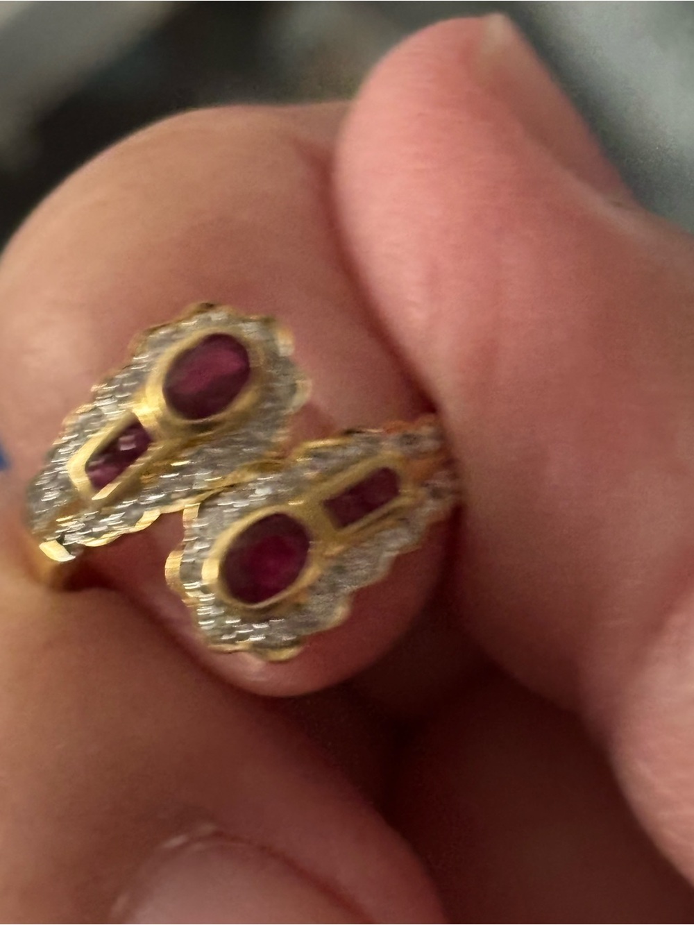 18K Gorgeous Ruby Ring With Diamonds Accents Vintage Ring 6.5 - Picture 3 of 7